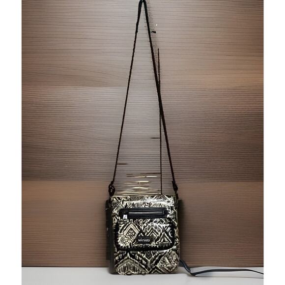 Sakroots Artist Circle Messenger Bag Black Cream Graphics Crossbody Small Flap - Picture 11 of 11